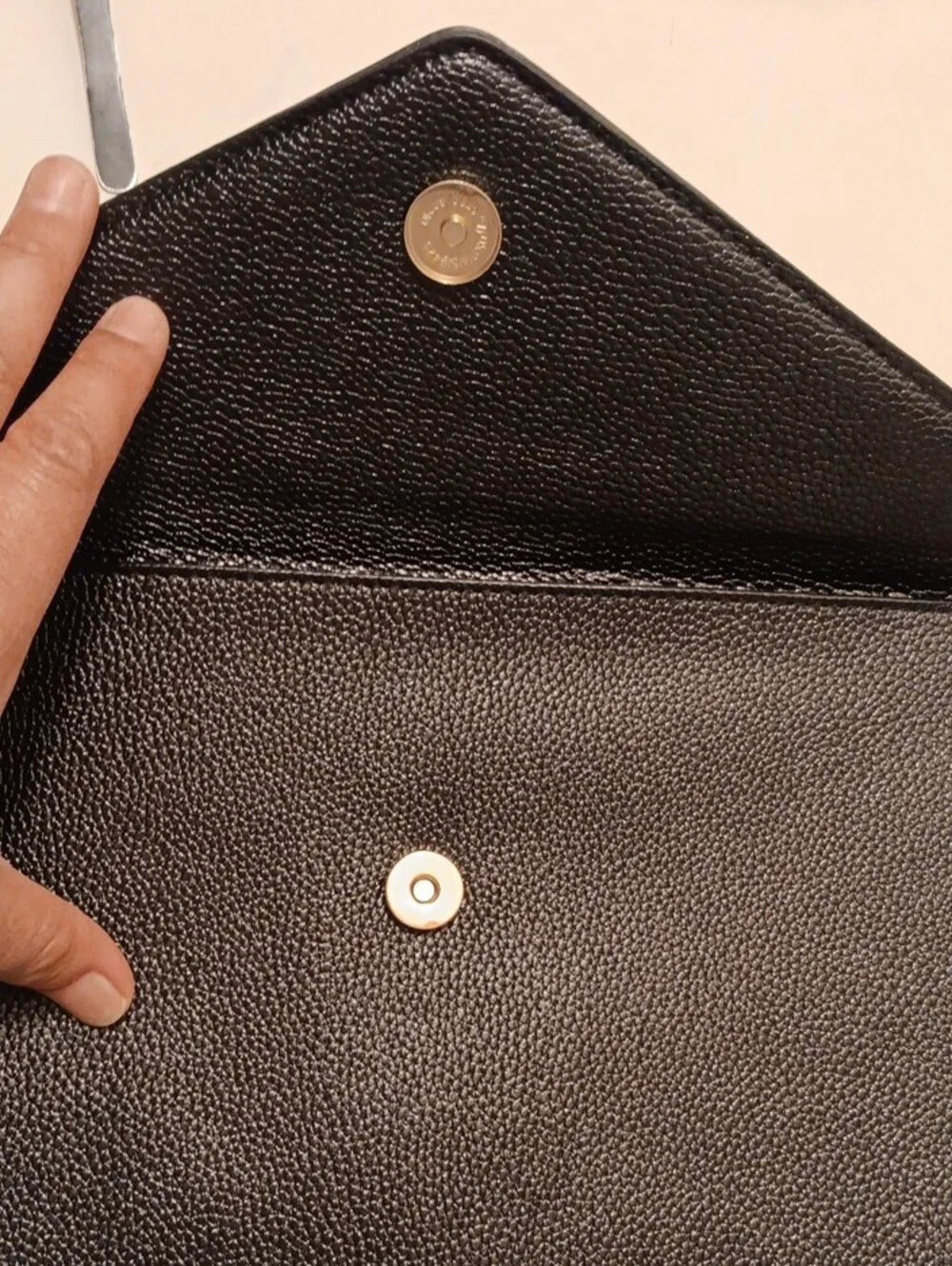 Black Stud-Trim Leather Envelope Clutch